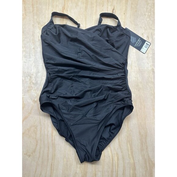 Miraclesuit BLACK Must Haves Sanibel One-Piece Swim Suit Plus Sz 18 DD NWTs Slim - Picture 1 of 5